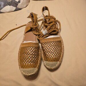a new day Mustard Woven Lace-Up Sandals
